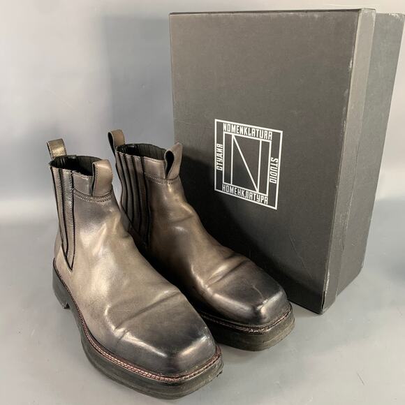 NOMENKLATURA Size 11 Pilgrim Grey Leather Rubber Sole Chelsea Boots main image 7